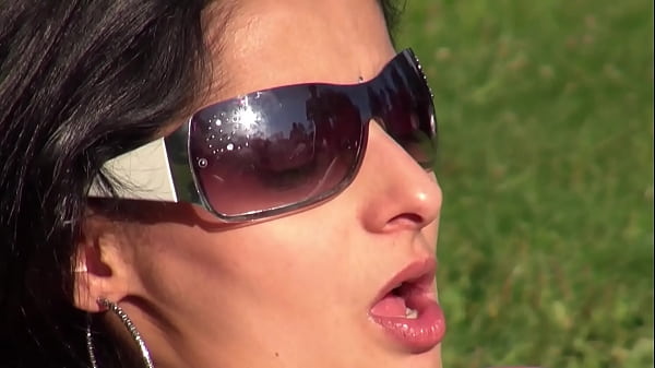 Sexy swinger babe Larissa Gold sharing two dicks with her bisexual friend outdoors