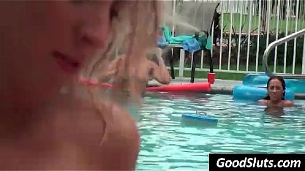 natural blonde rides dick at the pool