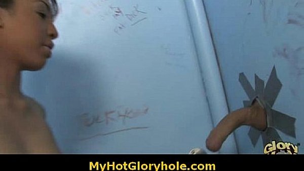 Interracial gloryhole blowjob - Ebony chick sucking white cock 8