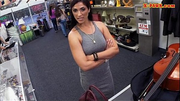 Hot babe satisfied by pervert pawnkeeper in the backroom