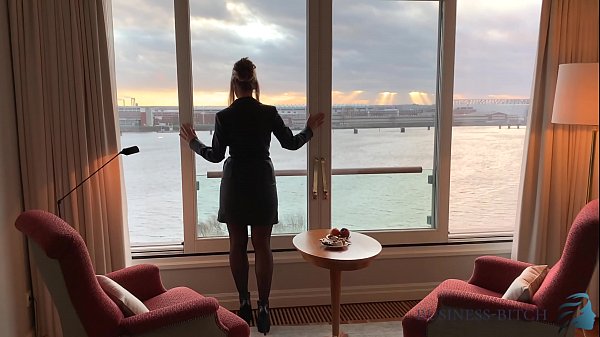 seductive business woman used on a business trip by workmate  