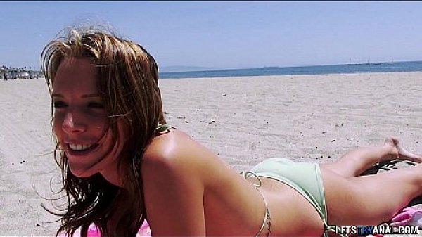 Bikini-clad Alisha Adams teases her big natural tits before anal