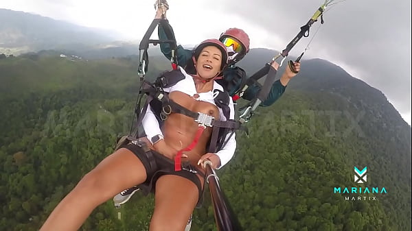 Colombian porn star does extreme sport paragliding naked