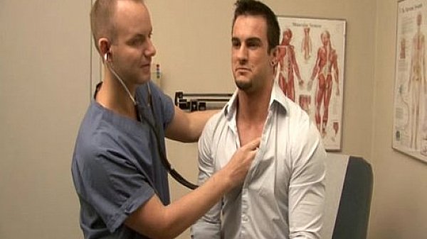 Gay doctor Robbie exam Phenix's ass at work only on Suite703 