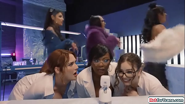 Trandroids Eva Maxim,Khloe Kay and Zariah Aura are sexually on the loose and the scientists have to fuck to the big tits shemales to overload them