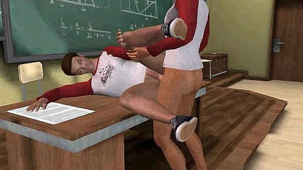 Horny 3D cartoon hunk gets fucked after class 