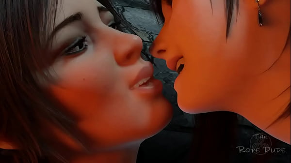 Lara croft and Tifa french kiss