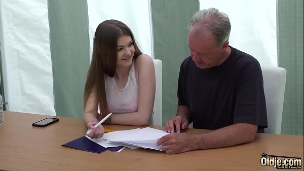 Old man fucks young petite nympho and she swallows the cumshot  