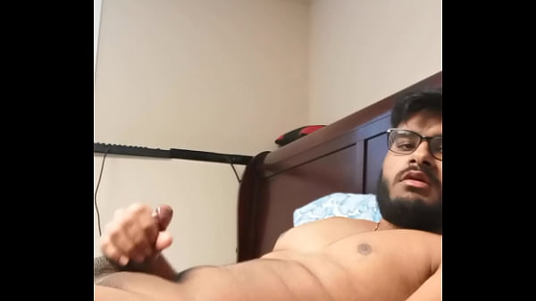 Indian masturbating with shaved cock  