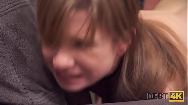 Debt4k. Red-haired miss reaches orgasm and returns the debt at the same time 
