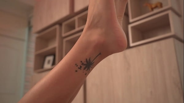 Redhead plays with her wet body  