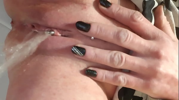 Me in toilet pee and play with piercing Clit