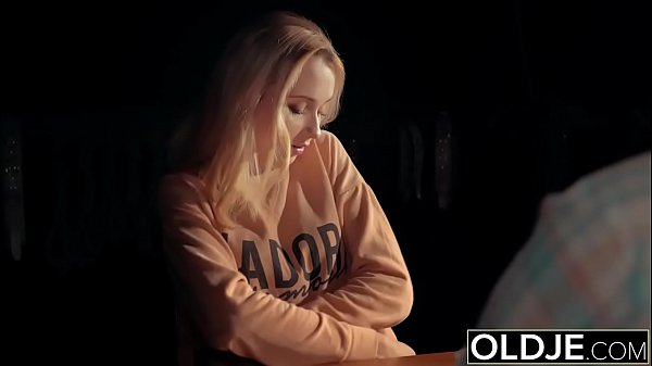 Teen playing strip poker with old man ends having hot sex on the be