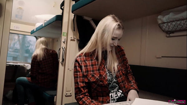 Girl seduces a stranger guy on the train. Sucks his cock, eats his cum!