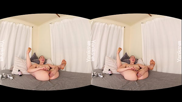 Short haired amateur flexible beauty from Yanks Iris Ives toying her both holes to orgasm in this awesome VR video  