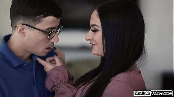 Latina Lily Lane sees milf wife Sheena Ryder kissing her teen neighbor and taking his dick out.The busty brunette lets her watch how she gets fucked  