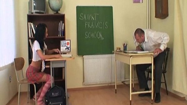 Hot spanked by her dirty teacher!