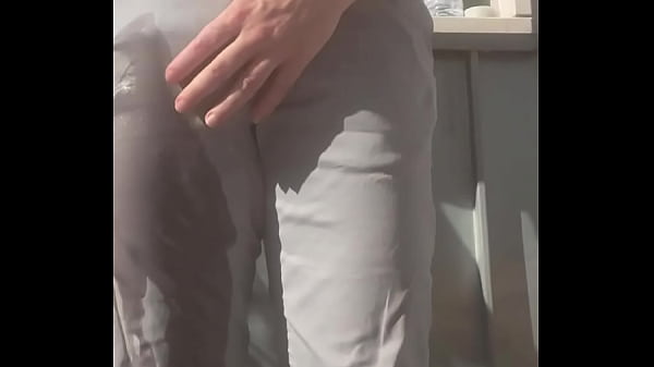 Young bro doesn't even try to hold it and wets himself on the balcony (probably training for bladder control)  