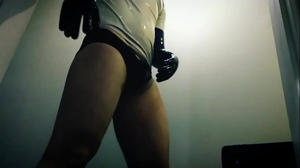 Sexy guy in shiny clothes  