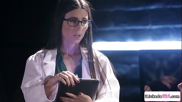 Doctor Serena Blair gets turned and joins the threesome upon seeing lesbian test subject Shyla Jennings licking her latina assistant Melissa Moore. 