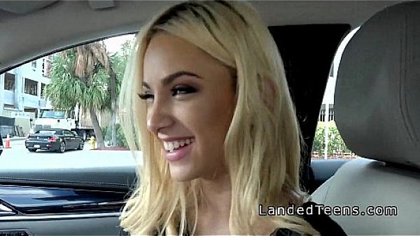 Blonde teen bangs stranger in car