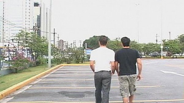 Guy with Big Muscles Barebacking Latin Gay Butthole