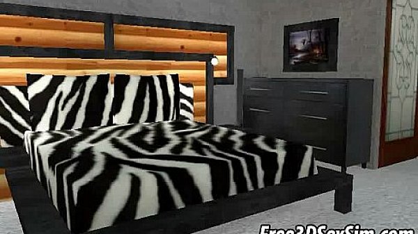 Two sexy 3D brunette babes suck cock and get fucked  