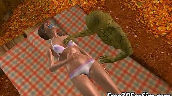 Sexy 3D cartoon hottie getting fucked outdoors