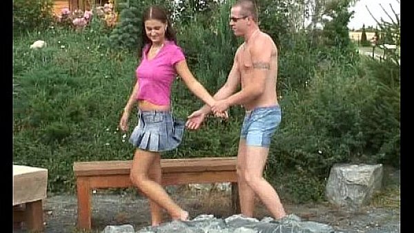 Young busty Claire 69ing outdoors