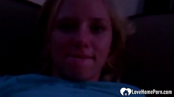 Blonde with big yummy tits was so horny she got naked and started masturbating. 