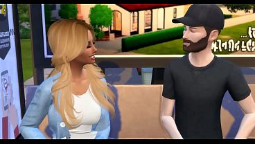 Ebony baddie takes white cock in van  