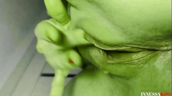 Big Green Woman Takes Off All Her Clothes  