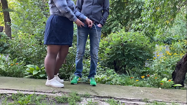 Hot golden shower from a big cock outdoors