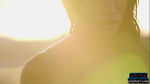 African black model babe shows off her all natural juicy body inside a pool  