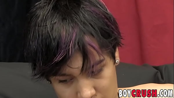 Sexy emo twink solo jerking off action  