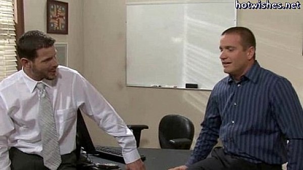 Sexy gay boss sucking a cock and gets drilled