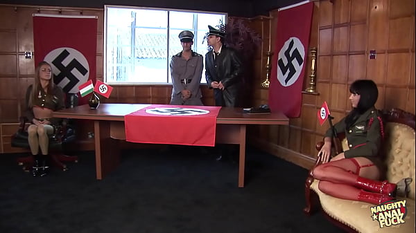 An passionate sexual encounter with many participants engaging in anal intercourse and double penetration contributes to the formation of an alliance between the Germans and Hungarians  