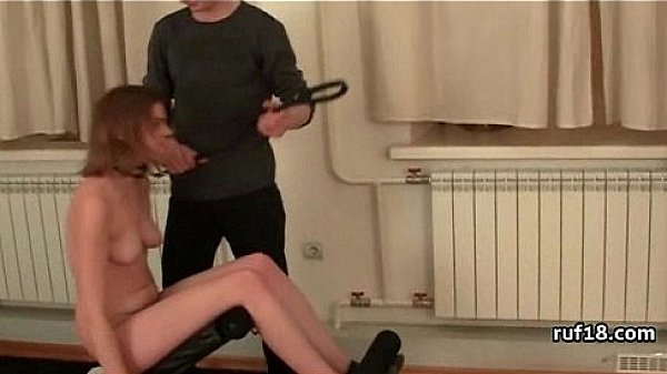 Teen Lucy in bondage is teased by horny guy