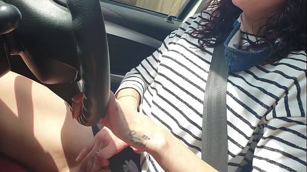 Taking a public car drive while playing with my small pussy  