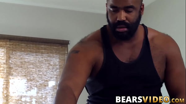 Bearded bear rims and barebacks his man 