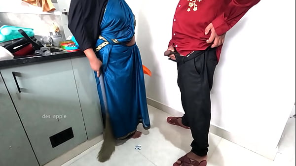 showing black cock to servant in kitchen