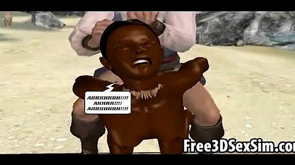 Two hot 3D ebony honeys getting fucked on the beach