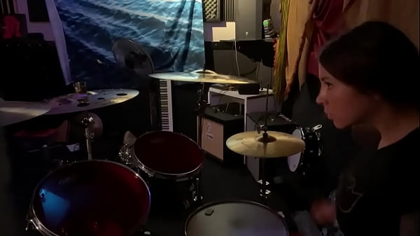 Metal drummer felicity rocks out