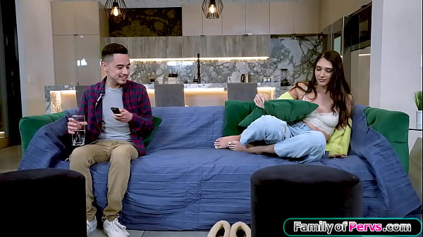 Jeez that took forever but were finally home alone.Busty stepsis Aria Sloane and her stepbro get naked and she sucks his big cock before shes banged  