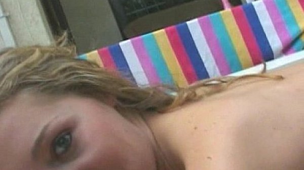 Sexy blonde outdoor masturbation with her toy