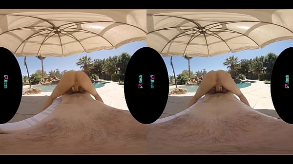 Big tit blonde bombshell rides a hard cock poolside in virtual reality