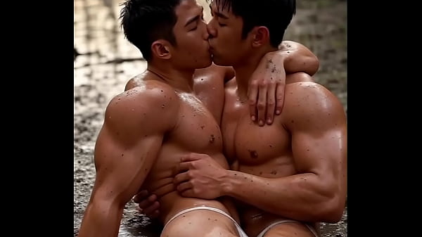 ゲイ同士が抱き合ってキスをします。