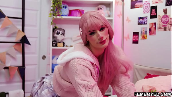 Femboy Cyrus Star rides her boyfriends cock 