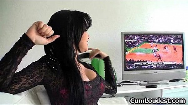 Super sexy brunette babe getting