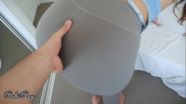 Step sis begs to get fucked in her ripped gym pants before workout  